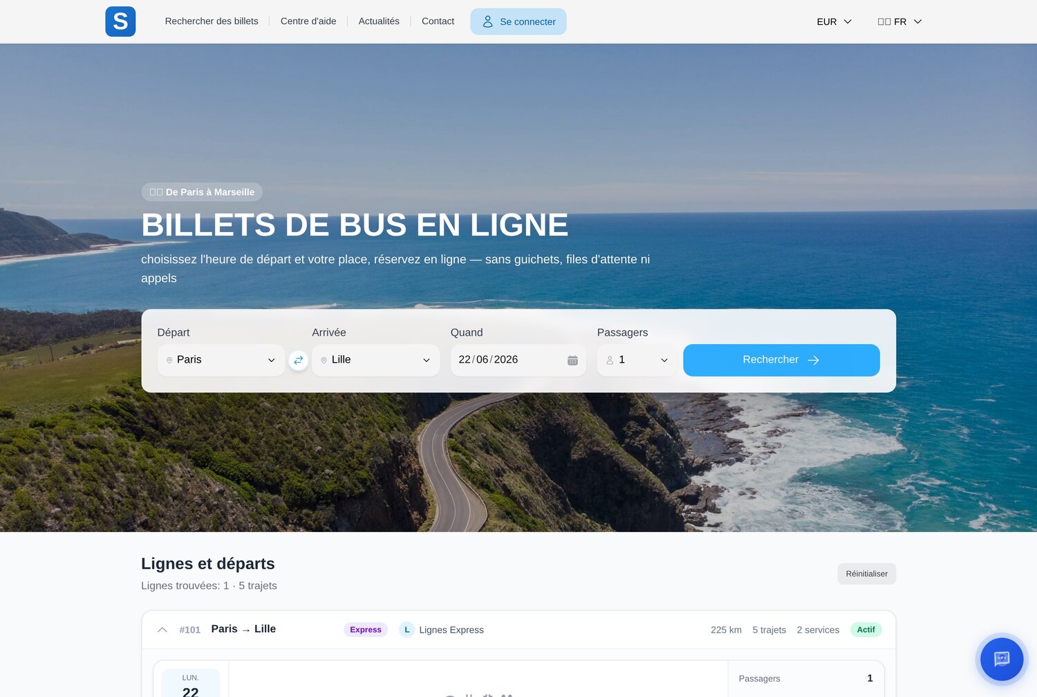 Billetterie en ligne InfoTransPort — recherche de trajets et réservation d’un voyage