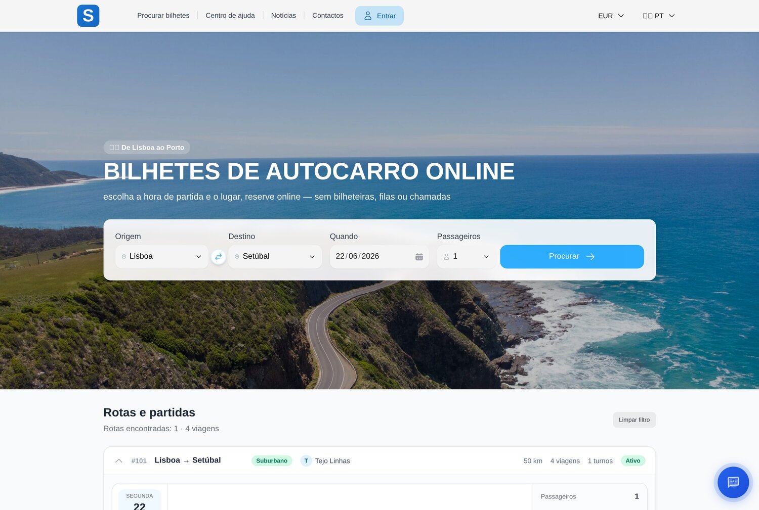 Venda de bilhetes online InfoTransPort — pesquisa de viagens e reserva de uma viagem